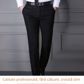 Pantaloni bărbați de toamnă, fără călcare, croiți Slim-Fit, drepti, stil de afaceri
