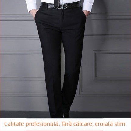 Pantaloni bărbați de toamnă, fără călcare, croiți Slim-Fit, drepti, stil de afaceri