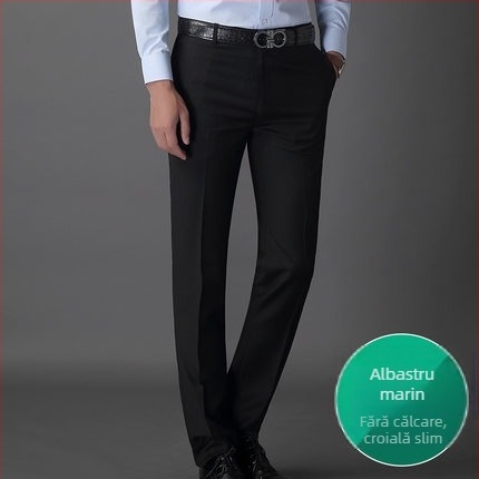 Pantaloni bărbați de toamnă, fără călcare, croiți Slim-Fit, drepti, stil de afaceri
