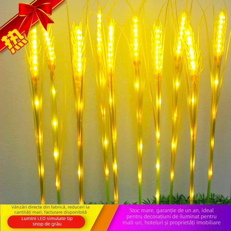 Lampă de podea în stil pastoral cu spic de grâu și stuf, iluminare decorativă pentru peisaje interioare și exterioare