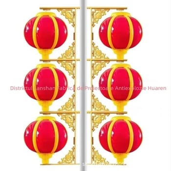 Iluminat decorativ exterior pentru stâlpi de iluminat stradal, felinare LED acrilice galbene cu motiv de nod
