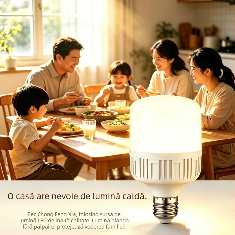 Bec LED economisitor de energie, bază E27 cu filet mare, lumină albă, iluminare pentru casă, potrivit pentru depozit și atelier
