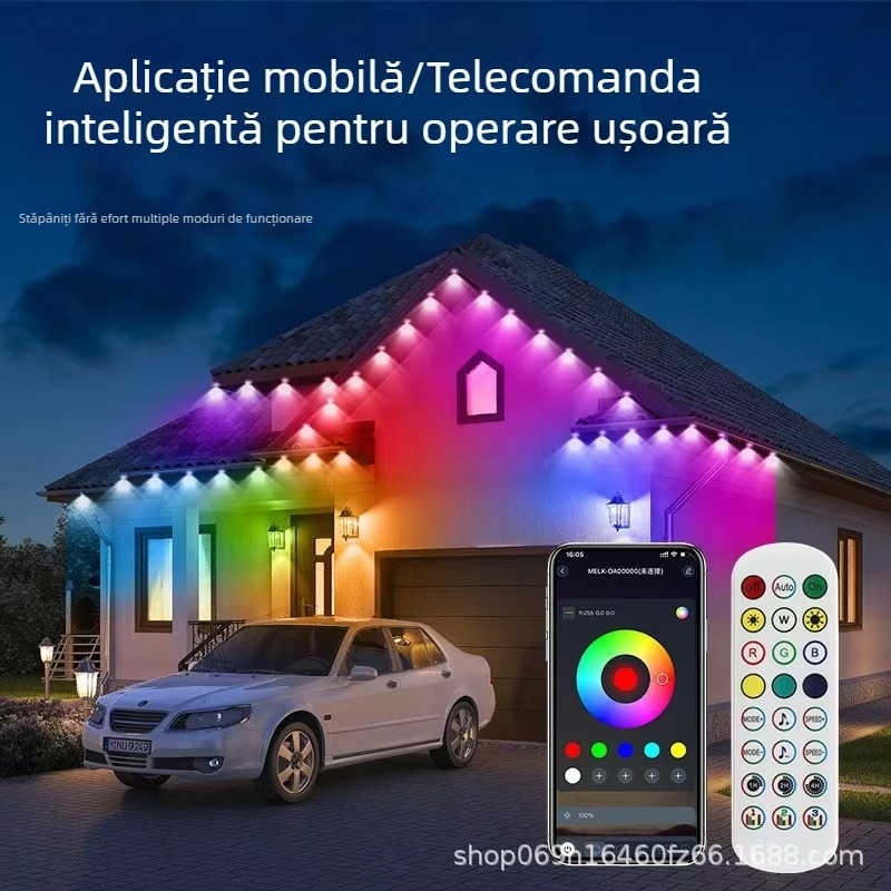 RGBIC LED Lumină pentru cornișă – impermeabilă, iluminare decorativă pentru curte