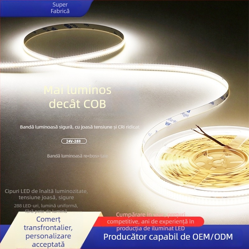 Bandă LED COB 24V, dimabilă, autoadezivă