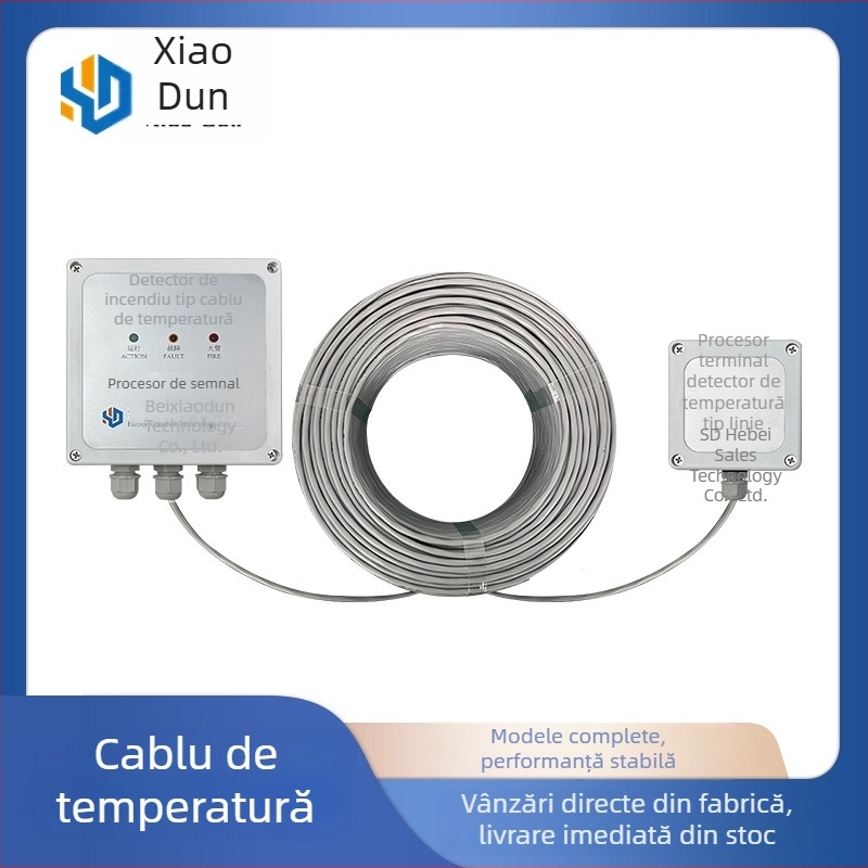 Cablu cu senzor de temperatură, rezistent la explozie, cu unitate de procesare a semnalelor recuperabilă și procesor terminal de alarmă