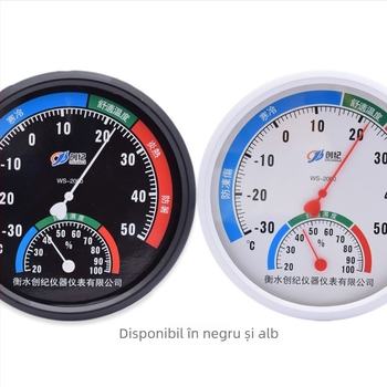 Higrometru și termometru analog, montat pe perete, diametru 20 cm, pentru interior și exterior