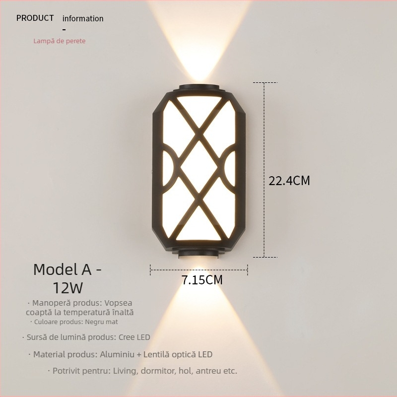 Lampă de exterior pentru perete: vilă, curte, grădină, balcon, culoar, intrare, pereți și stâlpi – iluminare nocturnă