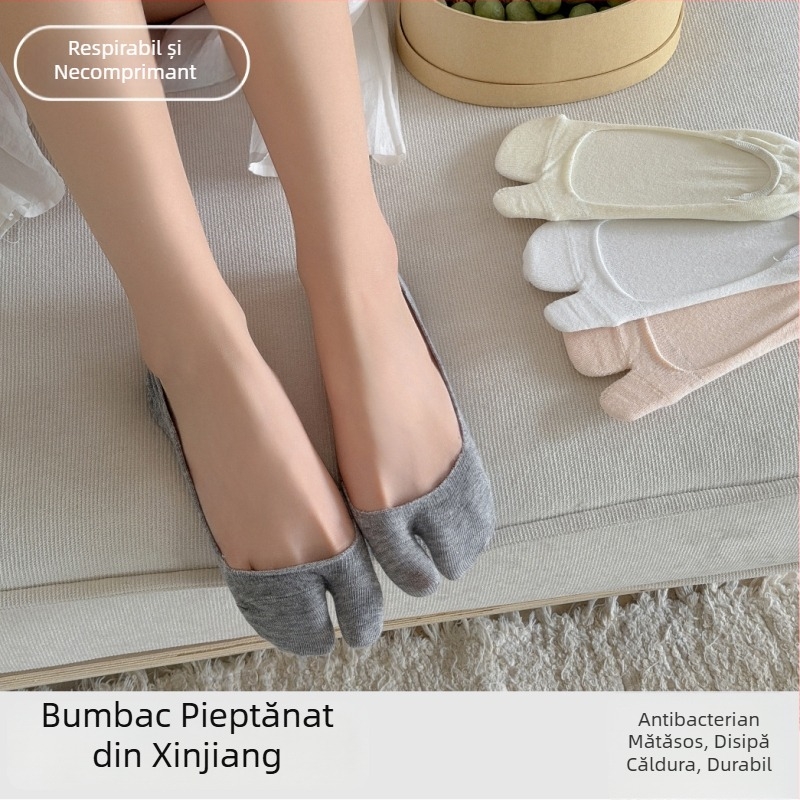 Șosete pentru degete separate, femei – bumbac subțire de vară, antiaderente, invizibile pentru loafers