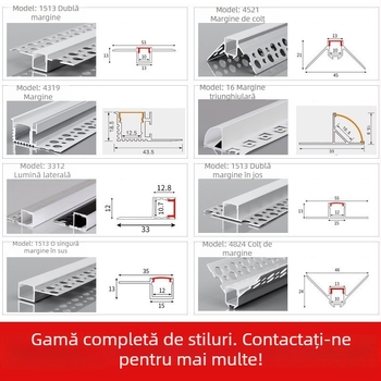 Canal LED liniar din aluminiu pentru tavan – bandă LED încastrată pentru sufragerie