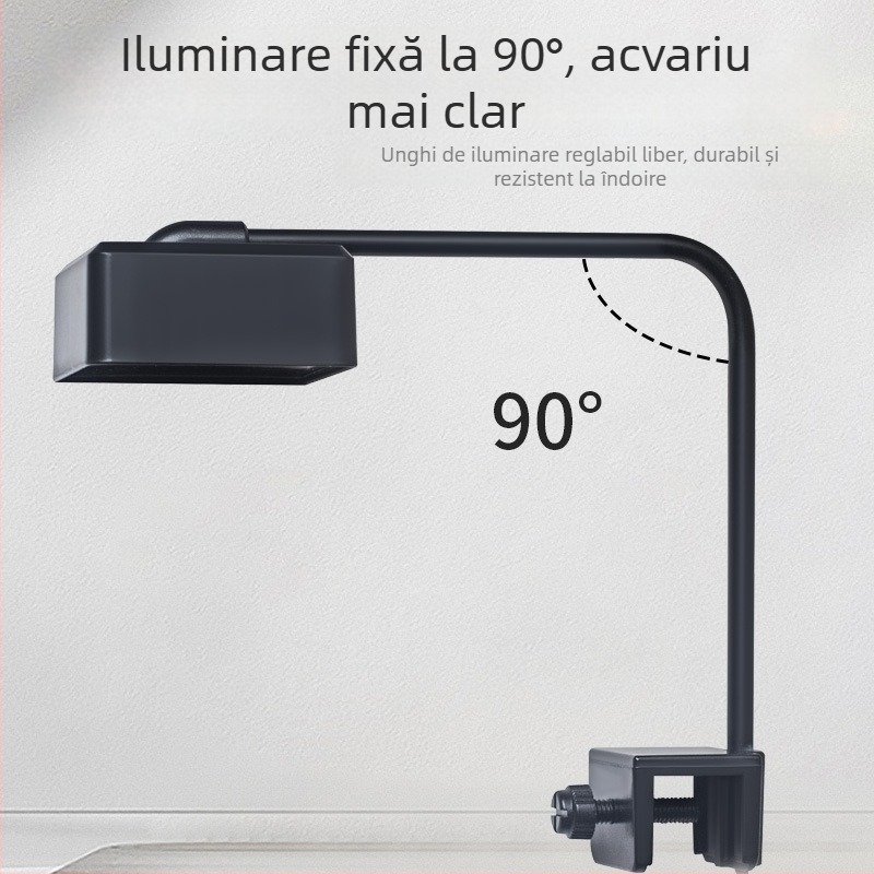 Lampă LED pătrată pentru acvariu – spectru complet pentru plante acvatice, iluminare peisaj acvariu, lampă USB anti-alge