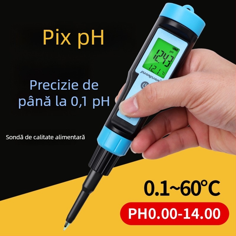 Măsurător portabil digital de pH pentru aluat, iaurt și brânză, detector de aciditate a alimentelor și tester de pH pentru piele