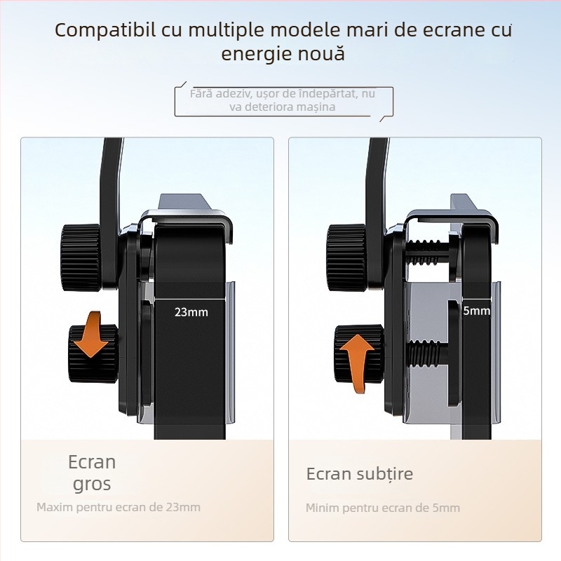 Suport pentru telefon în mașină pentru navigație, reglaj la 360°, universal pentru ecrane plate și curbate