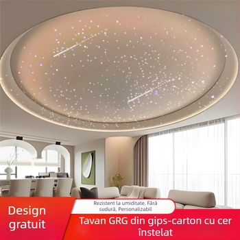Lumină de tavan din gips-carton cu cer stelat și fibră optică, panou ignifug de formă specială, pentru living