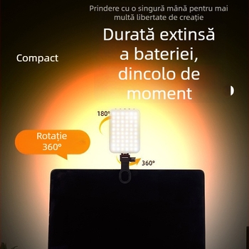 Lumină LED portabilă RGB cu baterie încorporată, pentru fotografiere cu telefonul și iluminare de machiaj