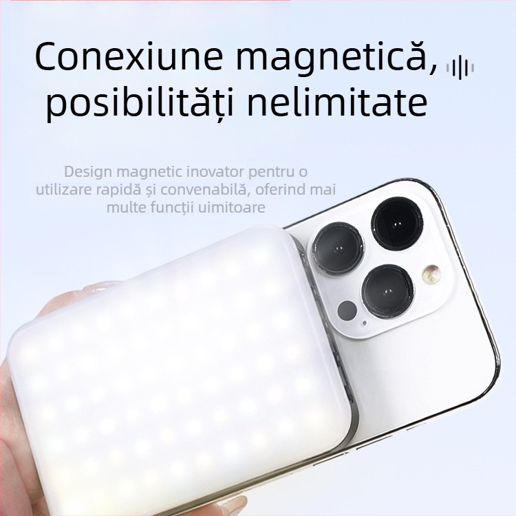 Lumină LED portabilă RGB cu baterie încorporată, pentru fotografiere cu telefonul și iluminare de machiaj