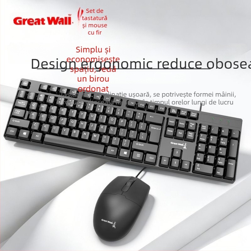 GW-YZ301 set tastatură și mouse USB cablat pentru laptop și PC desktop, utilizare la birou și acasă