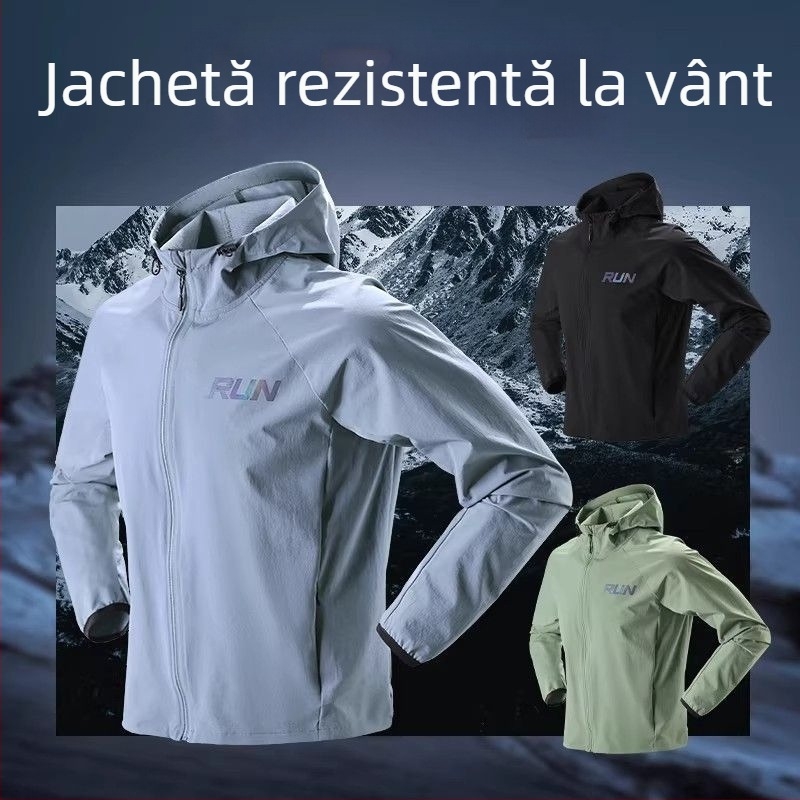 Jachetă de vânt pentru bărbați, primăvară–toamnă, uscare rapidă și protecție la vânt, pentru ciclism și alergare, mâneci lungi, îmbrăcăminte de fitness, design nou