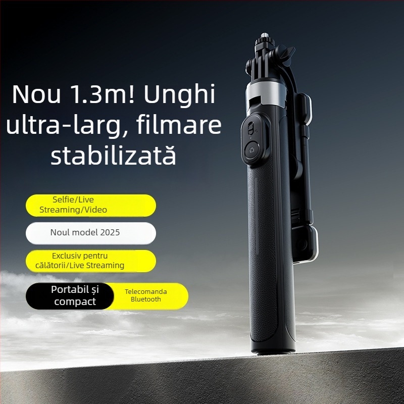 Selfie stick 1,33 m, X2, cu trepied Bluetooth integrat, suport pentru telefon telescopic și iluminare încorporată