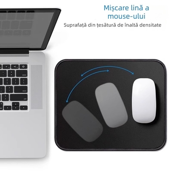 Pad de mouse negru personalizabil – dimensiuni mici și medii, mai gros, margine cusută, antiderapant, rezistent la murdărie, culoare solidă