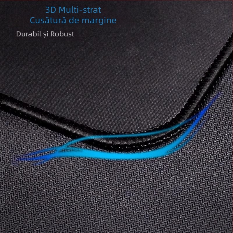 Pad de mouse negru personalizabil – dimensiuni mici și medii, mai gros, margine cusută, antiderapant, rezistent la murdărie, culoare solidă