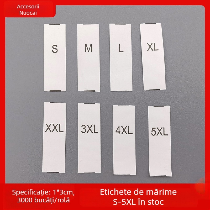 Etichetă de mărime pentru haine pe bandă sintetică, etichetă imprimată, XS-8XL