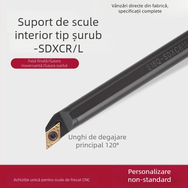 Unealtă de boring pentru găuri interne S08K/S10K/S12M/S20R SDXCR11/07, suport CNC pentru găuri interne de 95°