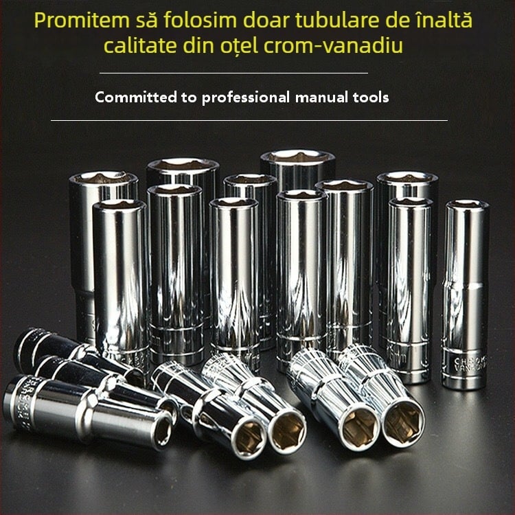 Set prelungit de capete hexagonale 1/2 inch, oțel crom-vanadiu, capete hexagonale pentru cheie electrică