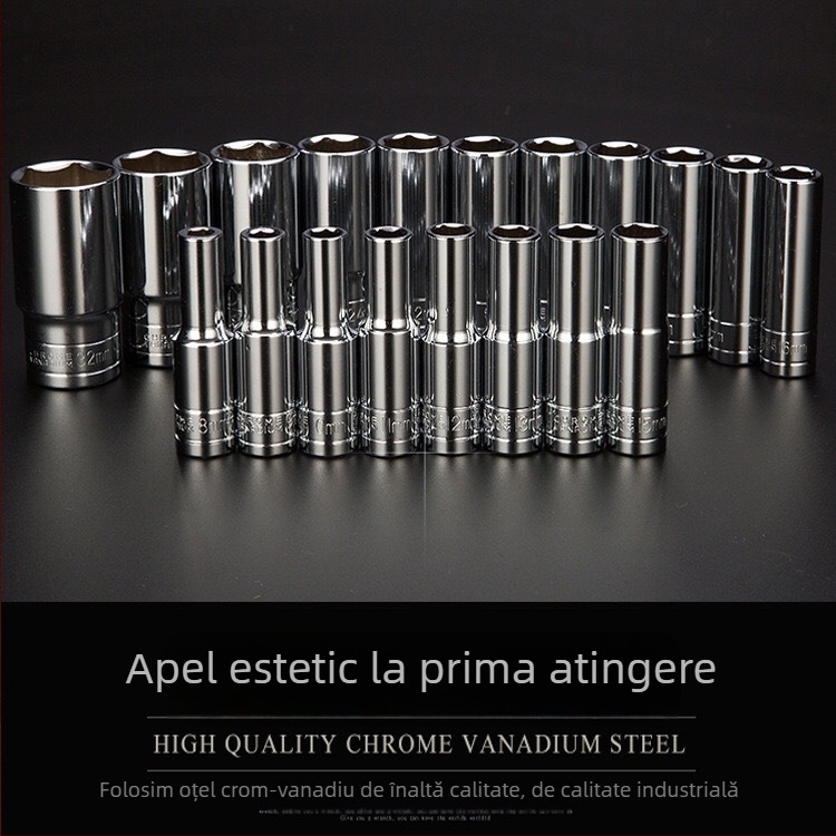 Set prelungit de capete hexagonale 1/2 inch, oțel crom-vanadiu, capete hexagonale pentru cheie electrică