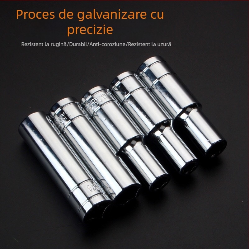 Set prelungit de capete hexagonale 1/2 inch, oțel crom-vanadiu, capete hexagonale pentru cheie electrică