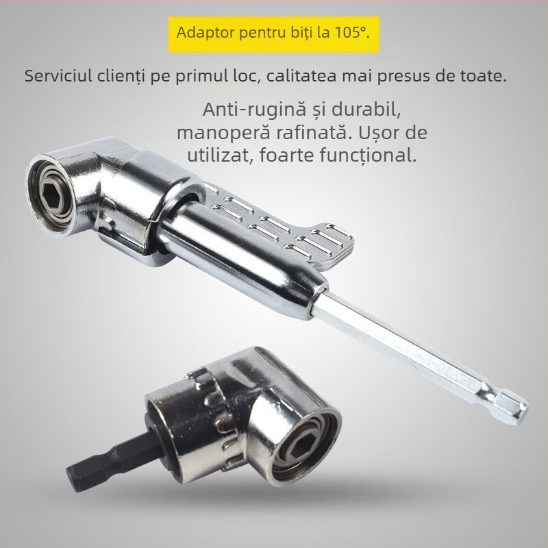 Adaptor unghiular pentru găurit, șurubelniță cu ax flexibil universal pentru bormașini electrice