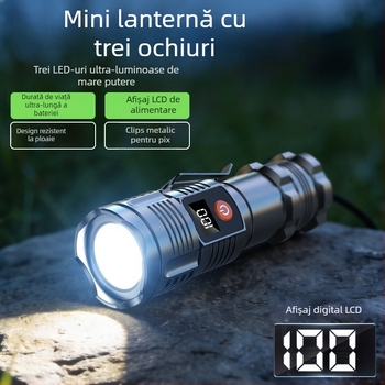Lanternă LED de înaltă intensitate, cu durată lungă a bateriei, iluminare de urgență în exterior, lanternă cu laser și iluminare COB pentru lucru