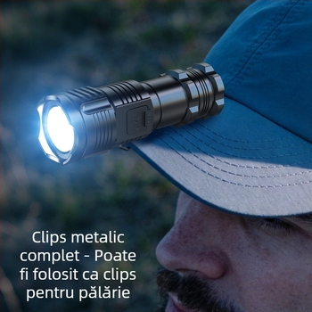 Lanternă LED de înaltă intensitate, cu durată lungă a bateriei, iluminare de urgență în exterior, lanternă cu laser și iluminare COB pentru lucru