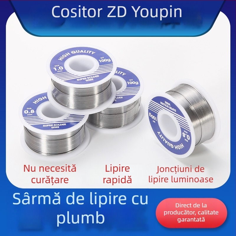 Fili de lipit Sn63Pb37, cu plumb, diametru ultrafin 0.3/0.4/0.5 mm, fără curățare