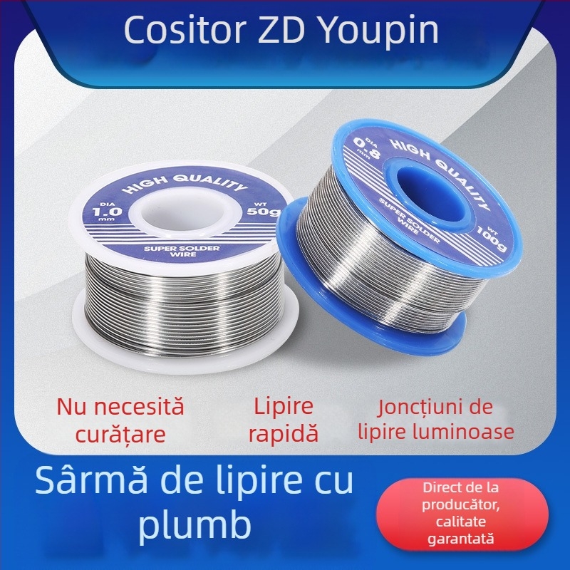 Fili de lipit Sn63Pb37, cu plumb, diametru ultrafin 0.3/0.4/0.5 mm, fără curățare
