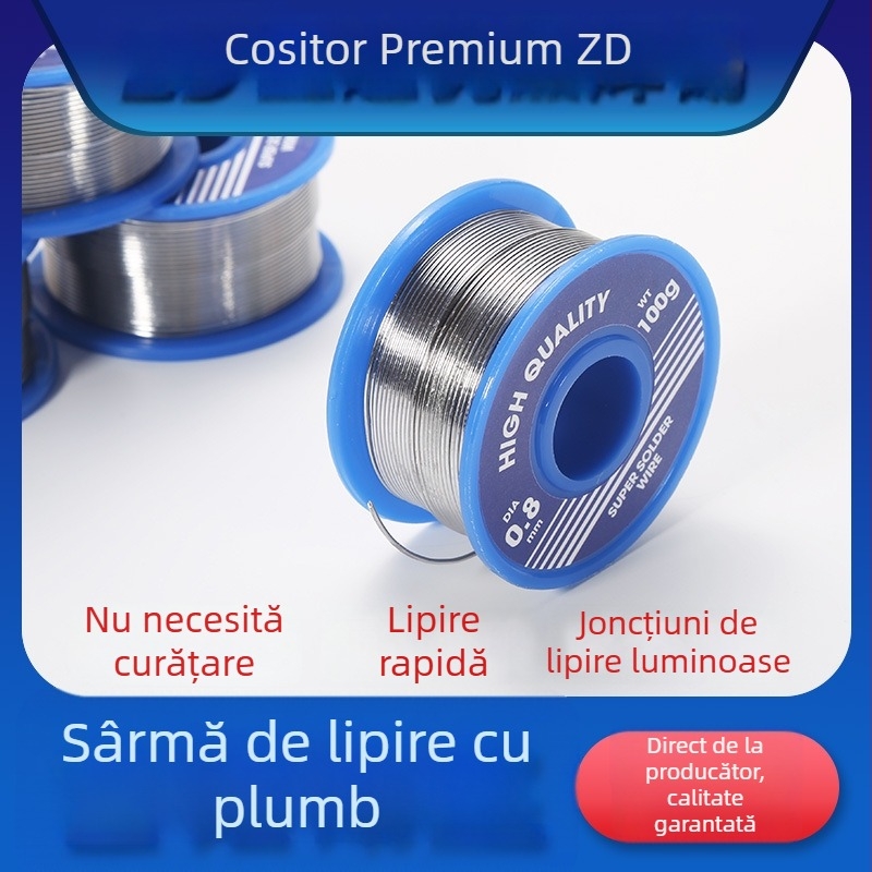 Fili de lipit Sn63Pb37, cu plumb, diametru ultrafin 0.3/0.4/0.5 mm, fără curățare