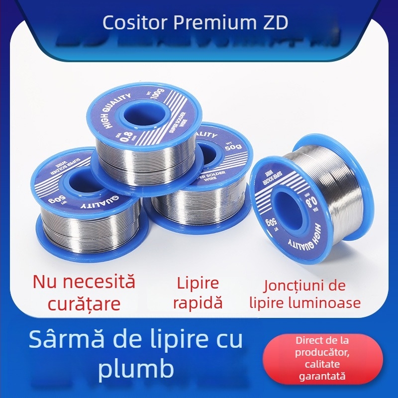 Fili de lipit Sn63Pb37, cu plumb, diametru ultrafin 0.3/0.4/0.5 mm, fără curățare