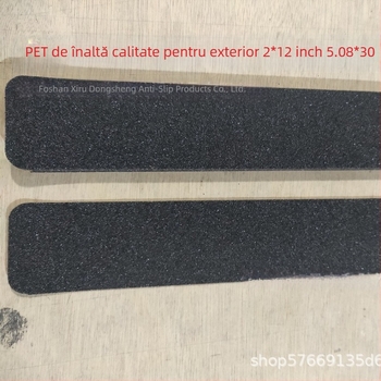 Bandă PET pentru exterior, neagră, mată, antiderapantă, 2 × 12 in (5.08 × 30.48 cm), PEVA