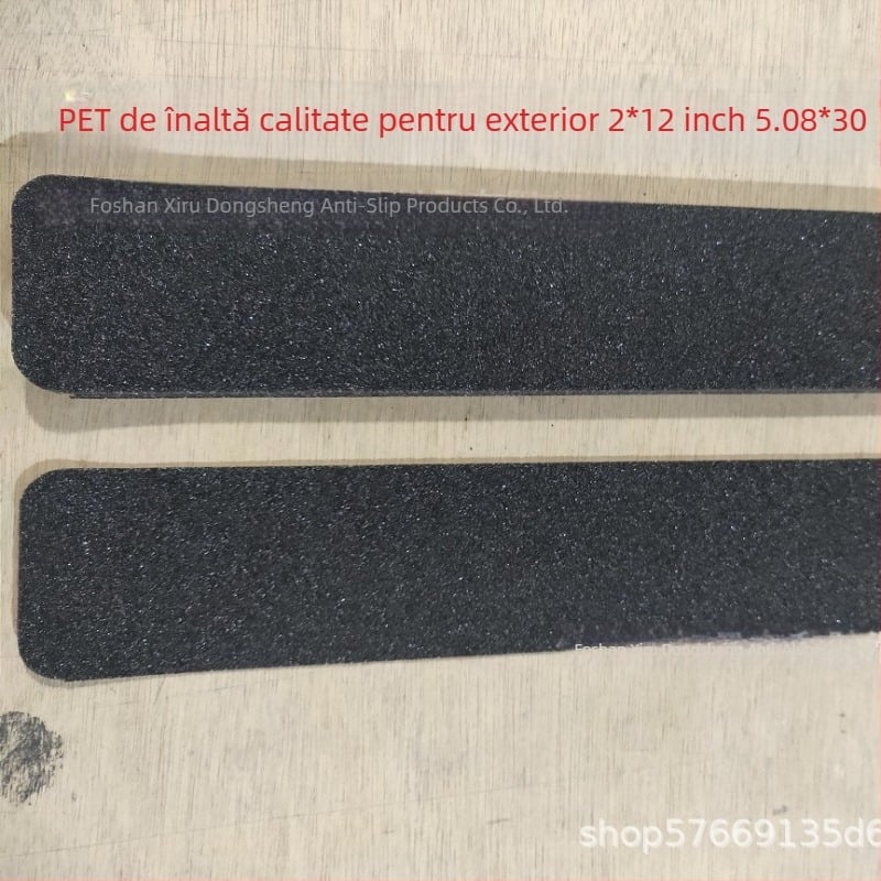 Bandă PET pentru exterior, neagră, mată, antiderapantă, 2 × 12 in (5.08 × 30.48 cm), PEVA