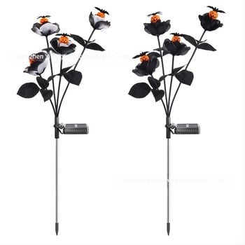 Lumini decorative solare LED pentru Halloween, cu 4 felinare dovleac în nuanță trandafir închis, IP65 rezistente la apă, fără cablaj