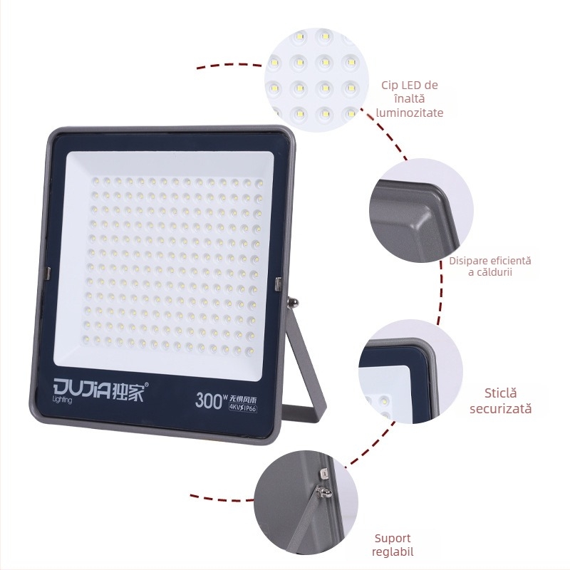 Proiector LED 200W, exterior impermeabil IP66, pentru șantiere și fabrici