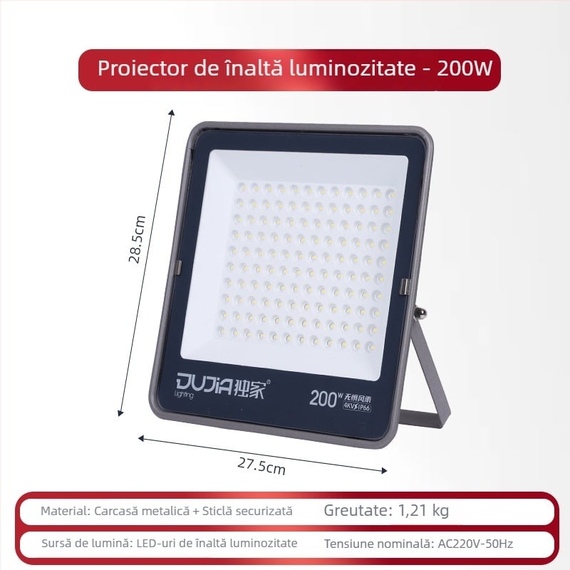 Proiector LED 200W, exterior impermeabil IP66, pentru șantiere și fabrici