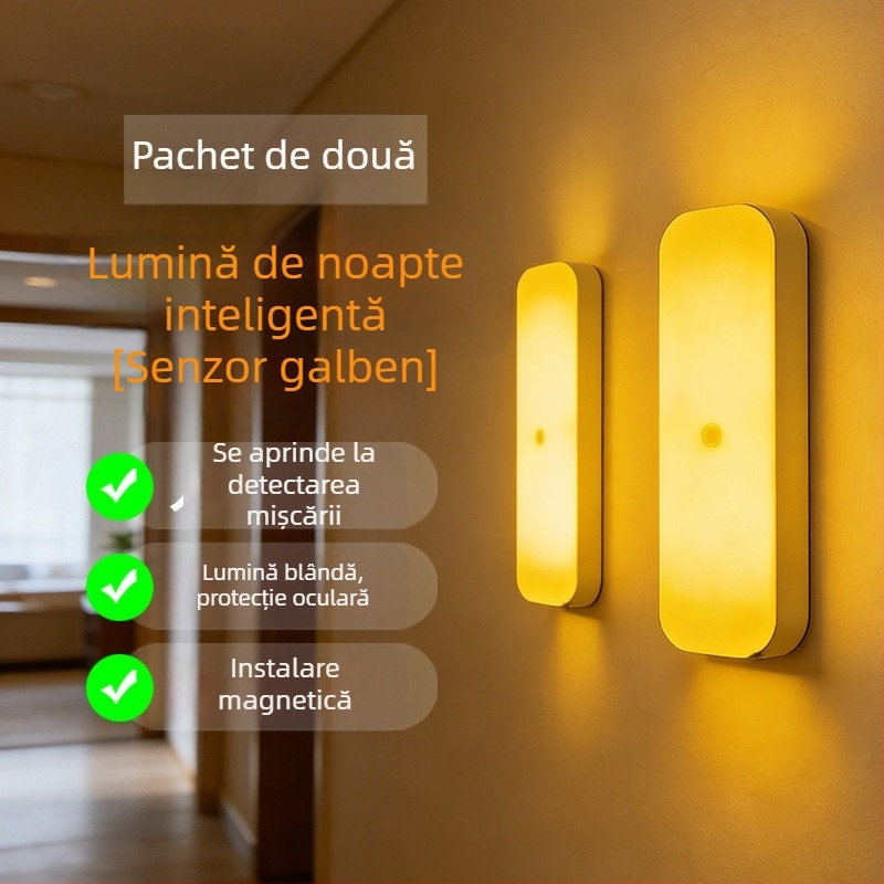 Lumină de noapte reîncărcabilă cu senzor de mișcare pentru dulapuri