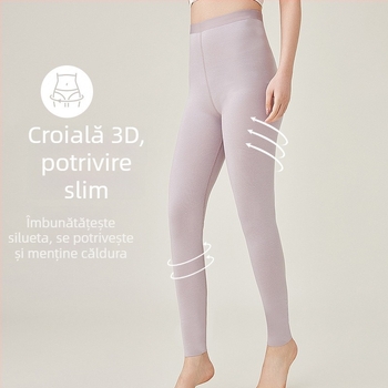 Colanți termici pentru femei, talie înaltă, pentru toamnă-iarna, subțiri, cu finisaj pe ambele fețe, ușori și calzi, ca strat de bază
