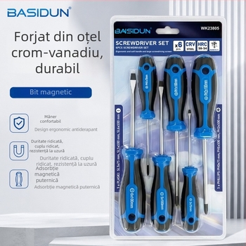 Set de 6 șurubelnițe Phillips magnetice, oțel Cr-V