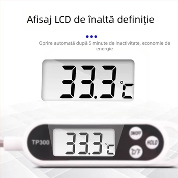 Termometru digital cu sondă din oțel inoxidabil pentru lichide — măsurarea temperaturii apei și a uleiului, bucătărie și grătar
