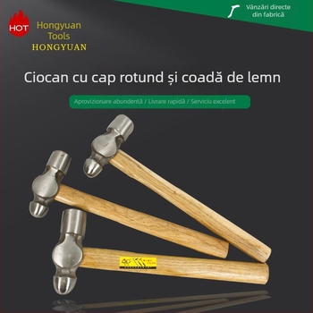 Ciocan cu mâner din lemn, cap rotund, oțel de înaltă carbon, unelte multifuncționale pentru construcții și renovări