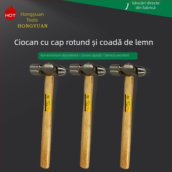 Ciocan cu mâner din lemn, cap rotund, oțel de înaltă carbon, unelte multifuncționale pentru construcții și renovări