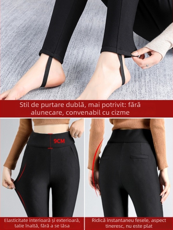 Colanți termici pentru iarnă, cu căptușeală din fleece, talie înaltă, foarte groși și calzi pentru purtare afară