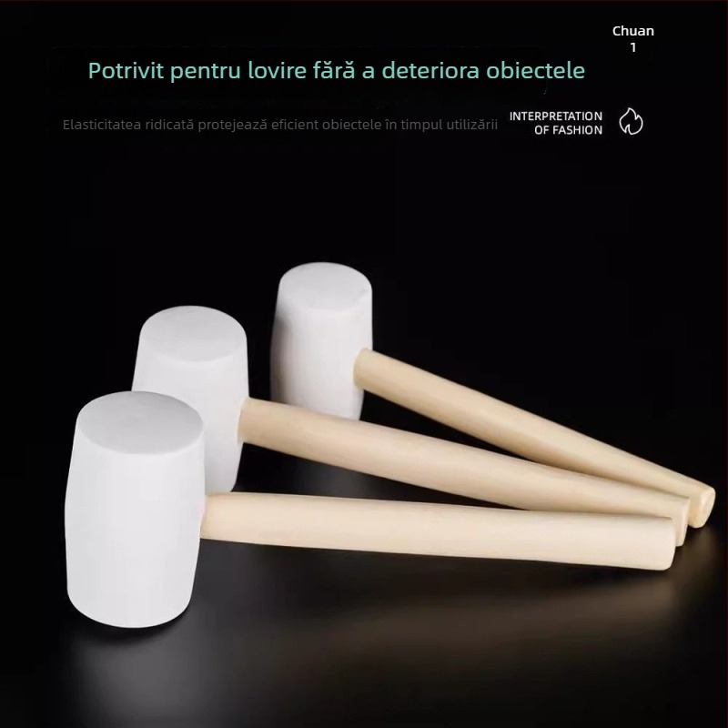 Ciocan de cauciuc cu mâner din lemn pentru montaj plăci ceramice