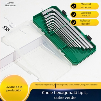 Lowey Hardware Set de chei Allen în formă de L verde, din oțel 45#, întărit